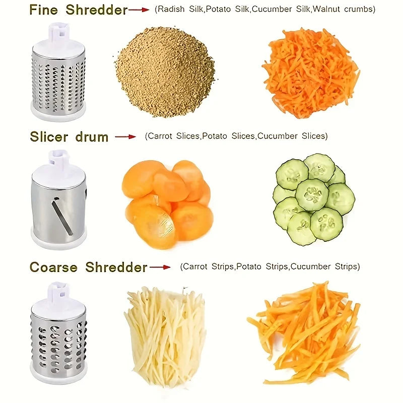 3in1 Vegetable Slicer Multifunctional Rotary Handheld Grater
