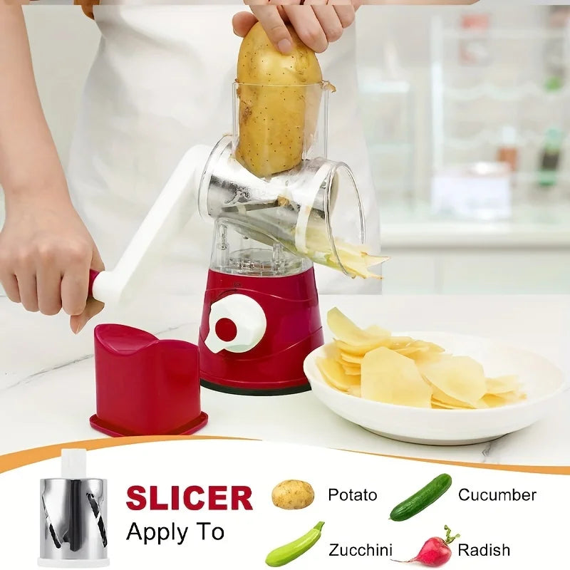 3in1 Vegetable Slicer Multifunctional Rotary Handheld Grater