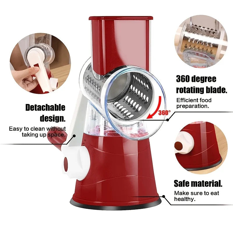 3in1 Vegetable Slicer Multifunctional Rotary Handheld Grater