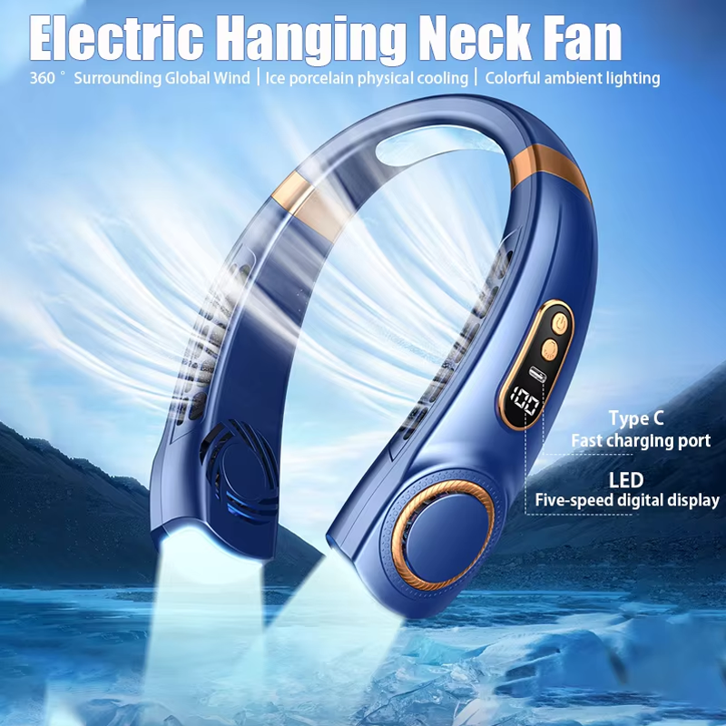 Silent Neck Hanging Fan Type-C Portable Bladeless Mini Rechargeable