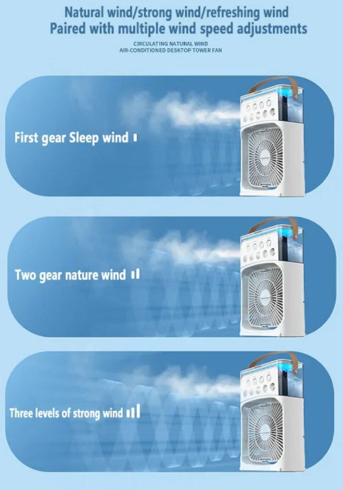 3 In 1 Fan AIr Conditioner Small Air Cooler LED Night Light