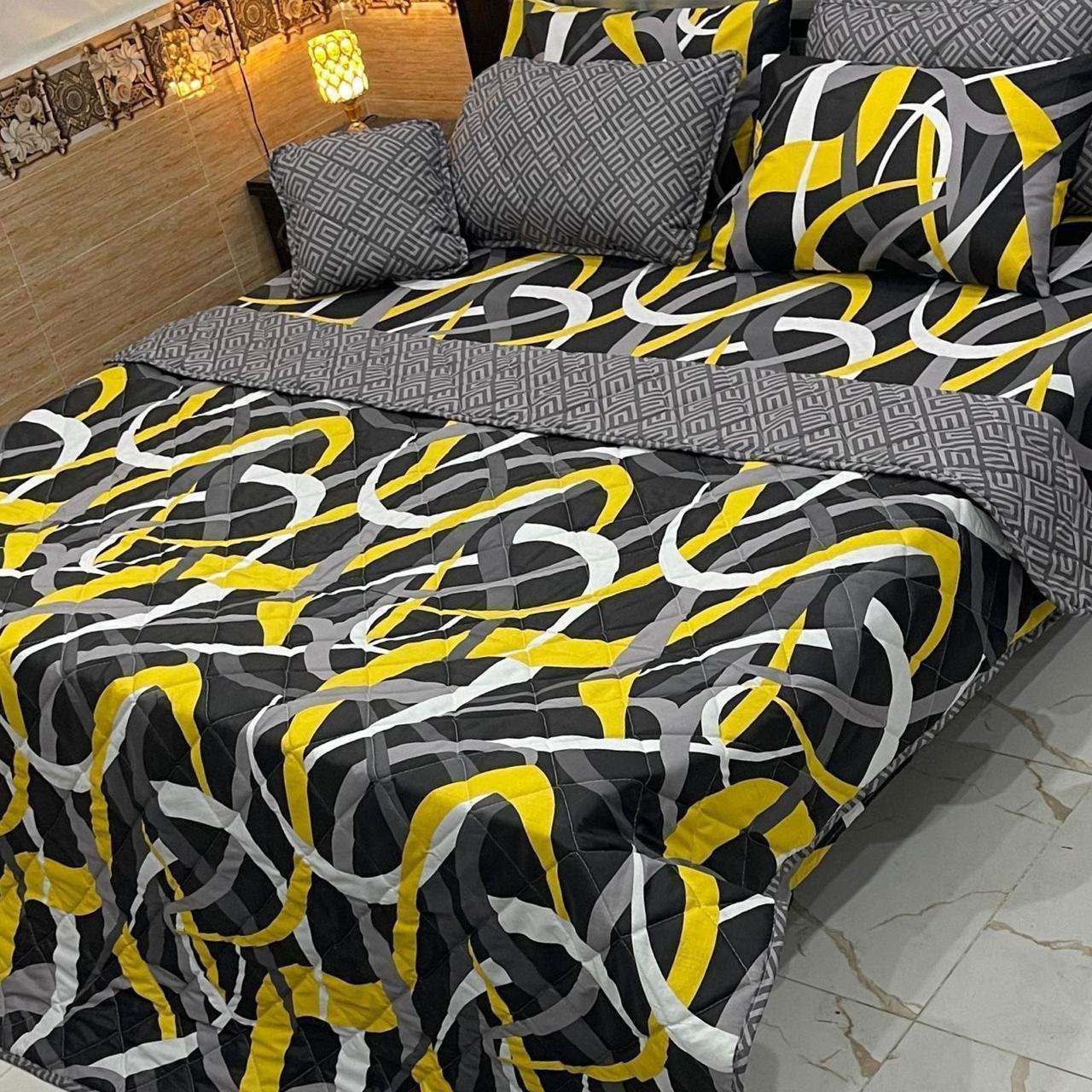 Elegant 7Pcs Printed Comforter Bedding Set – King Size