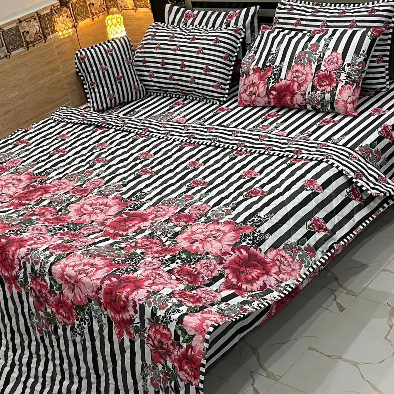 Elegant 7Pcs Printed Comforter Bedding Set – King Size